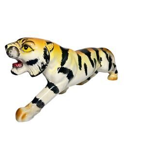 Vintage Mid Century Prowling Tiger Statue Ceramic Big Cat Figurine Japan 14"